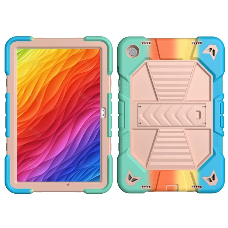 Capa para tablet Samsung Galaxy Tab A9+ com suporte, proteção de PC + silicone à prova de choques - Arco-íris