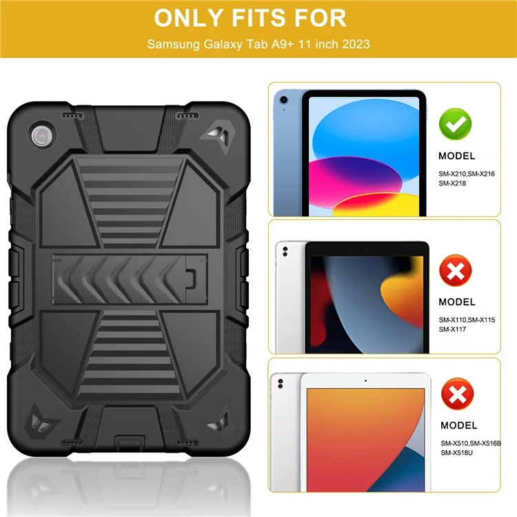 Capa para tablet Samsung Galaxy Tab A9+ com suporte, proteção de PC + silicone à prova de choques - Arco-íris