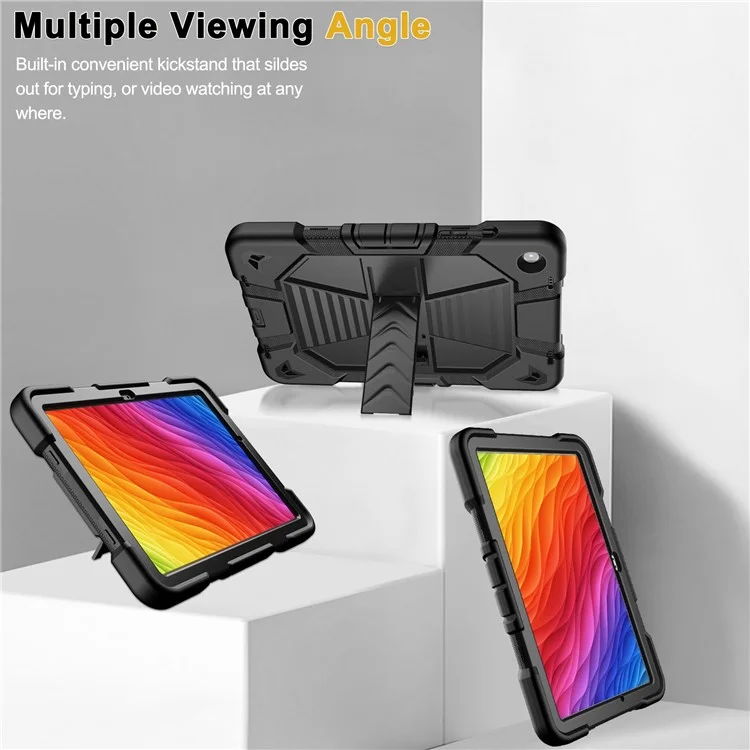 Capa para tablet Samsung Galaxy Tab A9+ com suporte, proteção de PC + silicone à prova de choques - Arco-íris