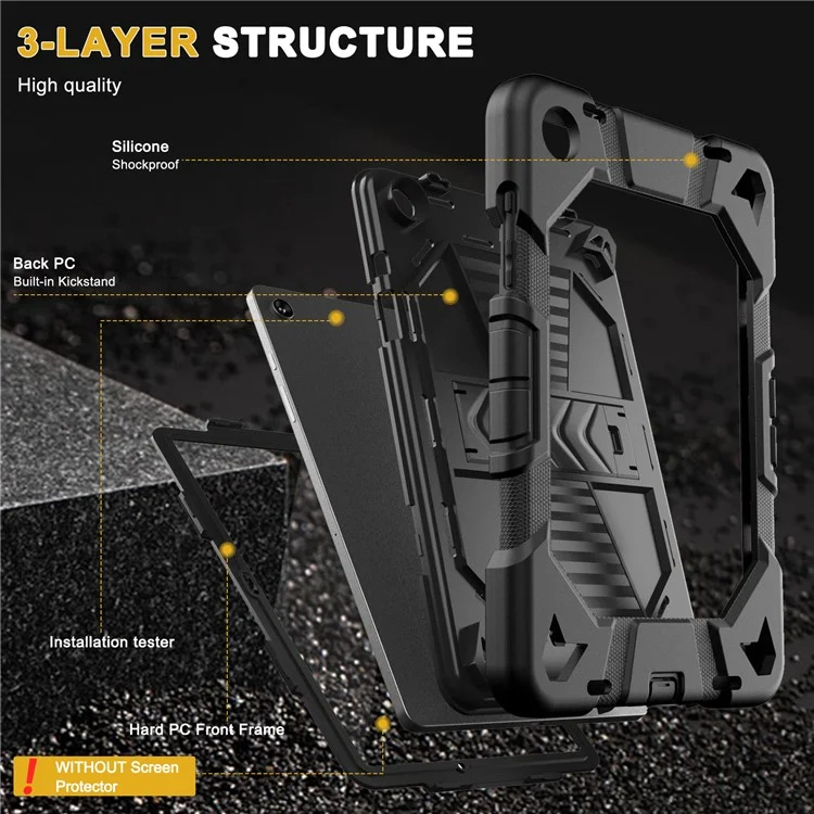 Capa para tablet Samsung Galaxy Tab A9+ com suporte, proteção de PC + silicone à prova de choques - Arco-íris