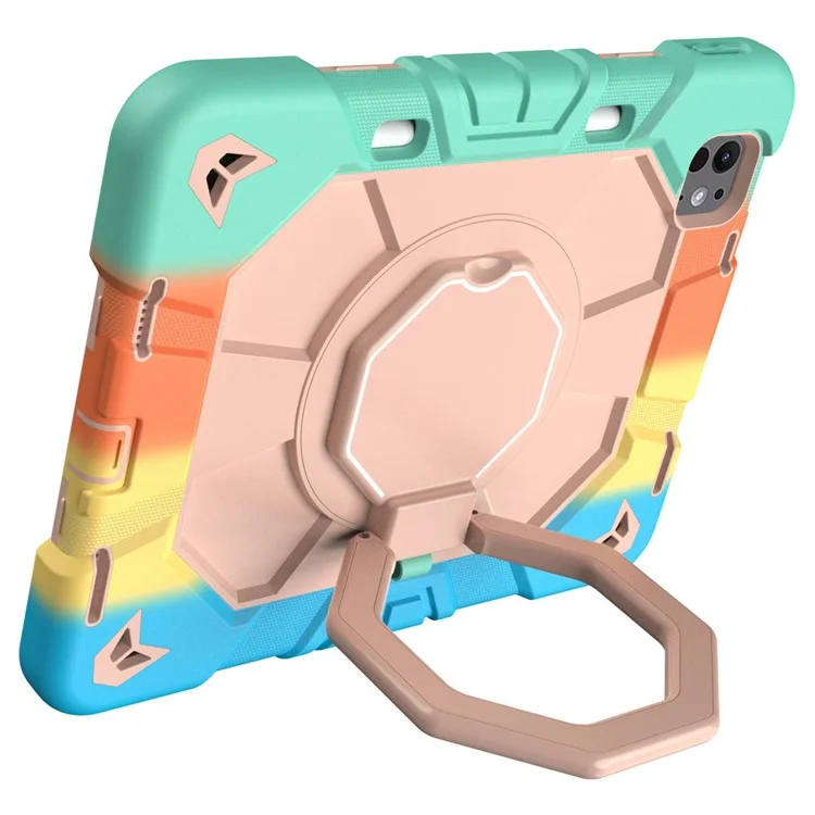 Capa para iPad Pro 11 (2024) com alça de mão, suporte e tampa de tablet de PC + TPU - Arco-íris