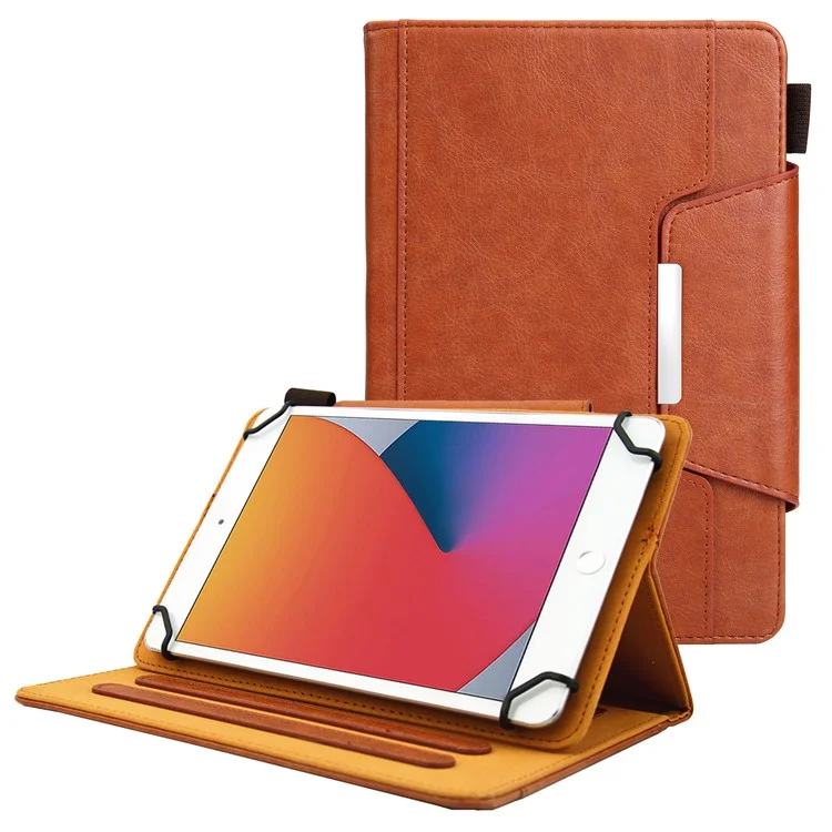 Für 10 Zoll Universal Tablet Hülle Auto Aufwachen / Schlaf PU Leder Ständer Klapphülle mit Geldbörse - Braun