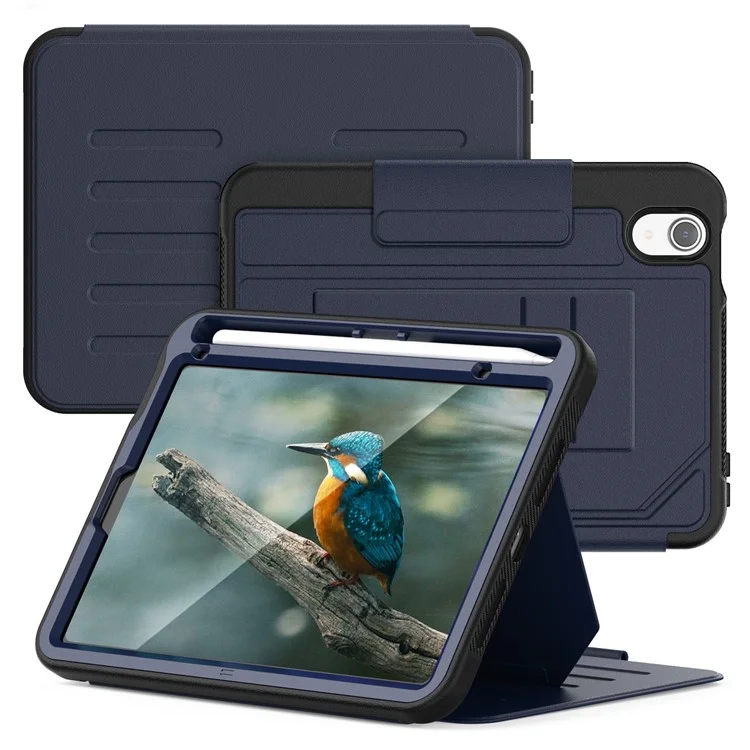 Чехол для iPad mini (2024) / (2021) с слотами для карт, ПК + ТПУ + ПУ U-образная подставка, чехол для планшета - темно-синий