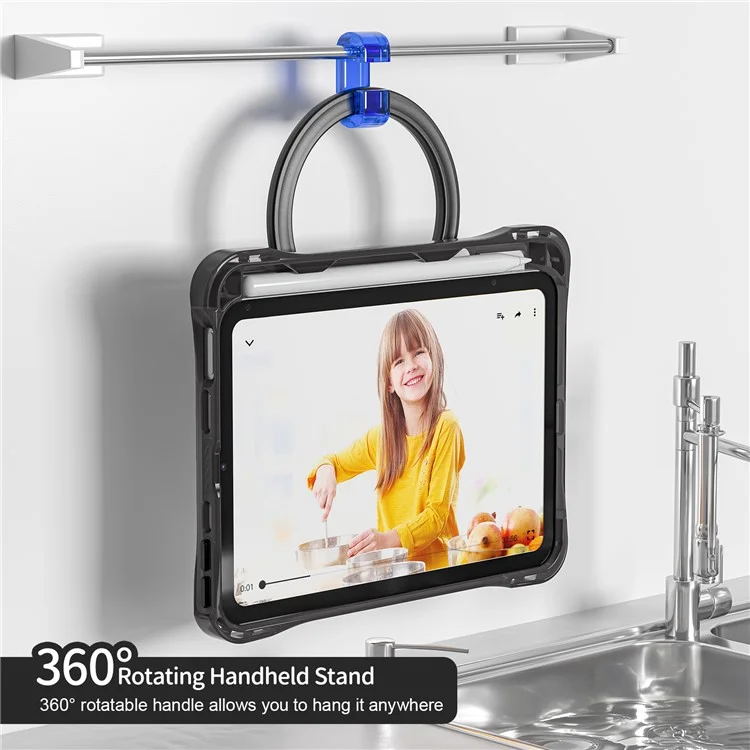 Чехол для iPad mini (2024) / (2021) с плечевым ремнем, подставкой, PC TPU, акриловая крышка для планшета - черный