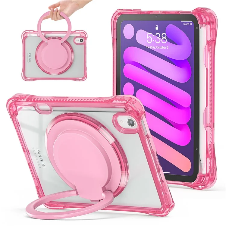 Für iPad mini (2024) / mini (2021) Hülle Rotary Kickstand PC+TPU+Acryl Tablet Cover - Rose