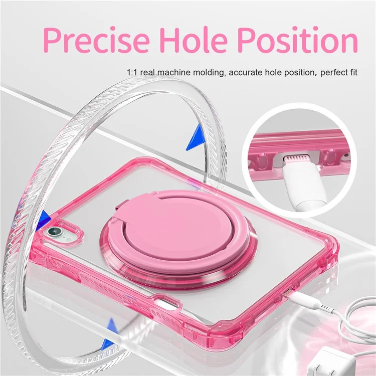 Für iPad mini (2024) / mini (2021) Hülle Rotary Kickstand PC+TPU+Acryl Tablet Cover - Rose