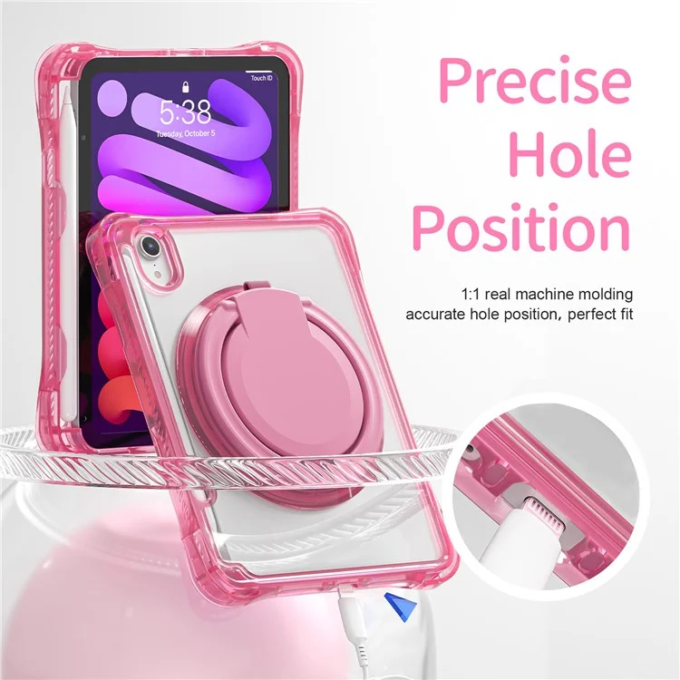 Für iPad mini (2024) / mini (2021) Hülle Rotary Kickstand PC+TPU+Acryl Tablet Cover - Rose