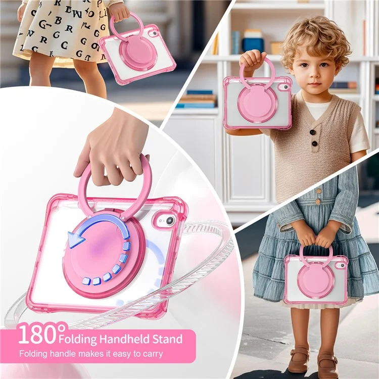Für iPad mini (2024) / mini (2021) Hülle Rotary Kickstand PC+TPU+Acryl Tablet Cover - Rose