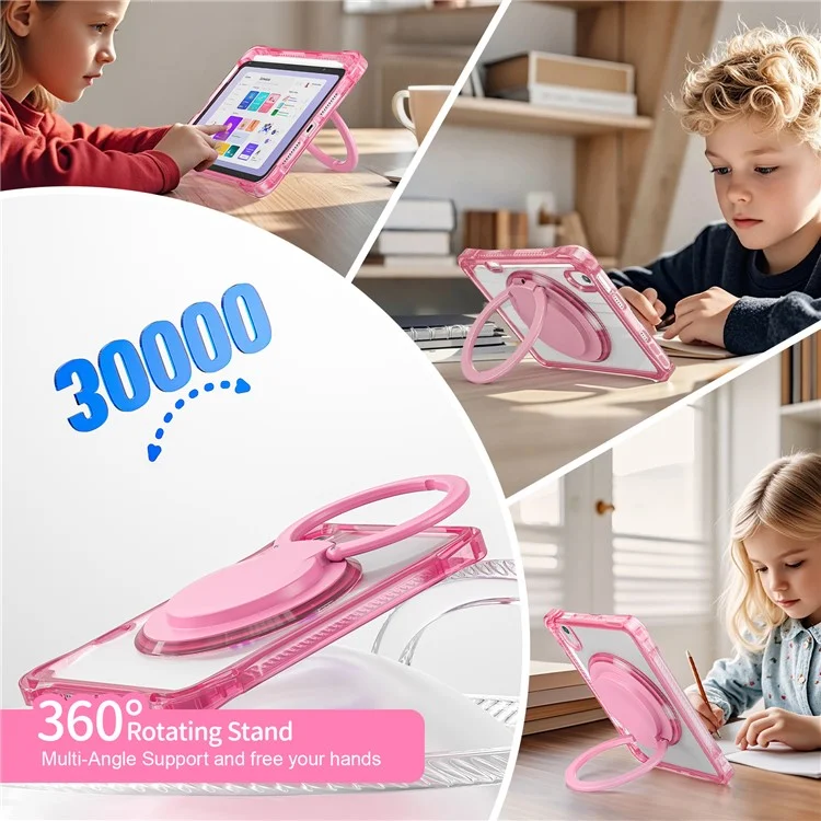 Für iPad mini (2024) / mini (2021) Hülle Rotary Kickstand PC+TPU+Acryl Tablet Cover - Rose
