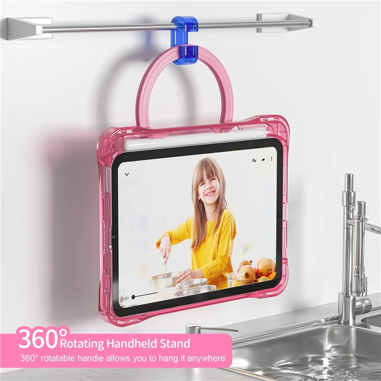 Für iPad mini (2024) / mini (2021) Hülle Rotary Kickstand PC+TPU+Acryl Tablet Cover - Rose