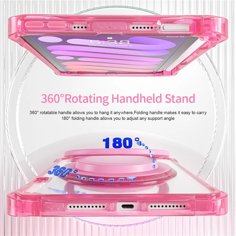 Für iPad mini (2024) / mini (2021) Hülle Rotary Kickstand PC+TPU+Acryl Tablet Cover - Rose