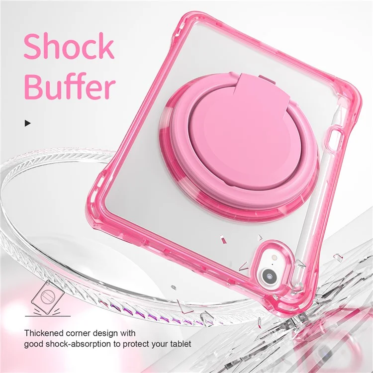 Für iPad mini (2024) / mini (2021) Hülle Rotary Kickstand PC+TPU+Acryl Tablet Cover - Rose
