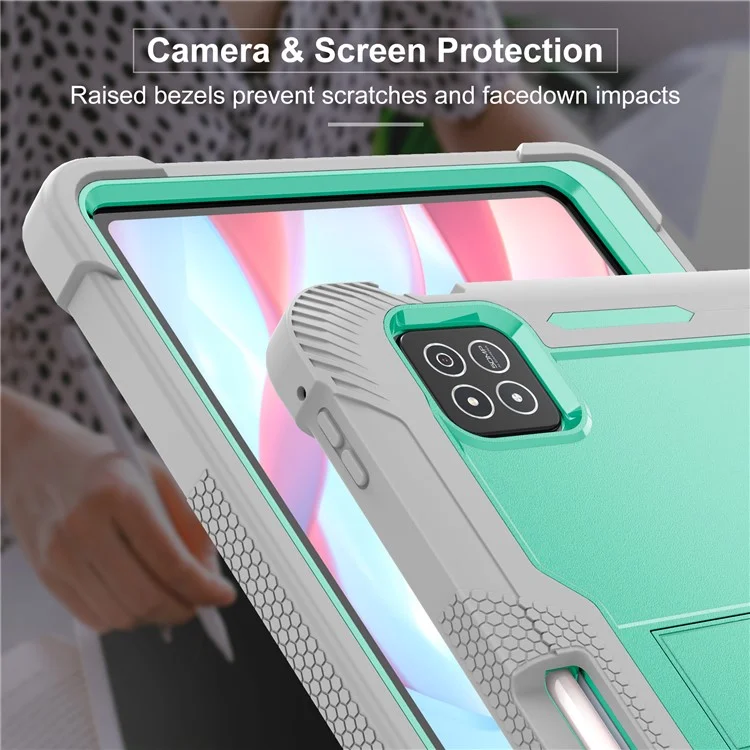 Custodia per Xiaomi Pad 7 Pro / Pad 7 con supporto in silicone + PC Protezione dagli urti - Verde menta + Grigio