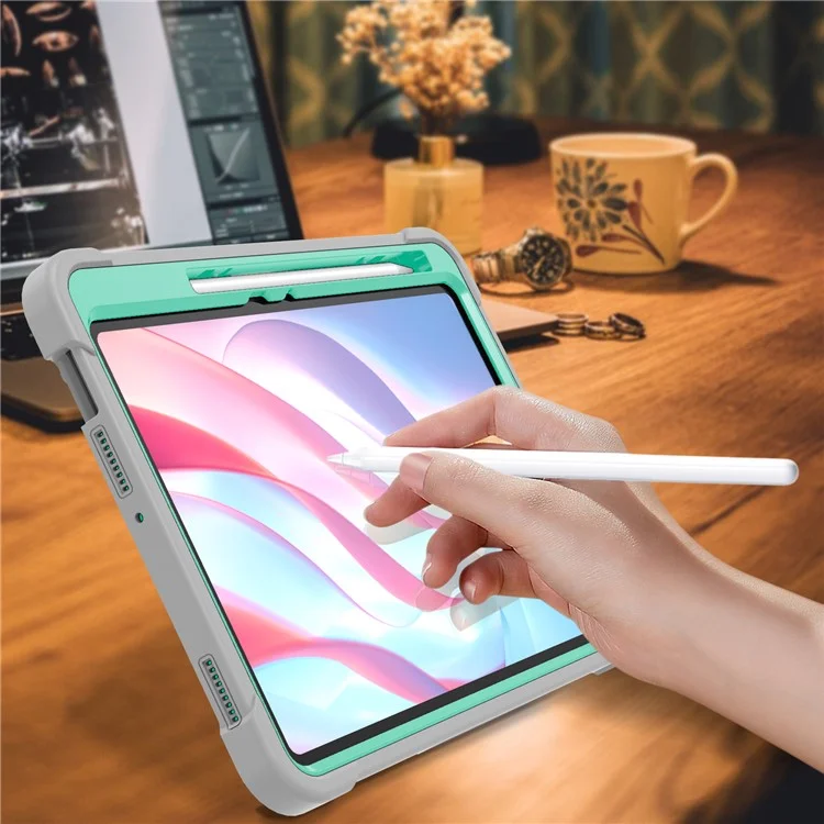 Custodia per Xiaomi Pad 7 Pro / Pad 7 con supporto in silicone + PC Protezione dagli urti - Verde menta + Grigio