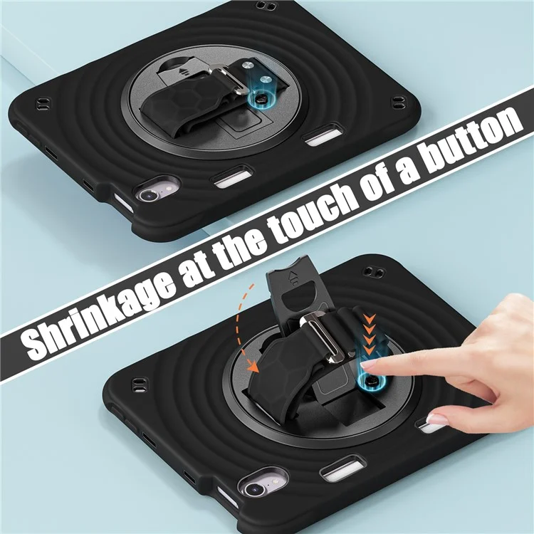 For iPad mini (2024) / (2021) Case Kickstand PC + Silicone + TPU Tablet Cover - Black