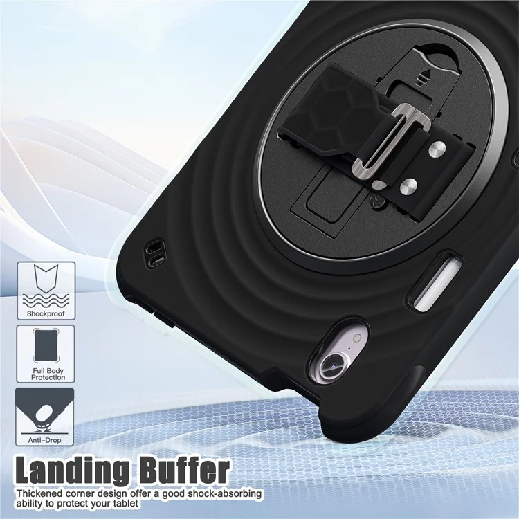 For iPad mini (2024) / (2021) Case Kickstand PC + Silicone + TPU Tablet Cover - Black