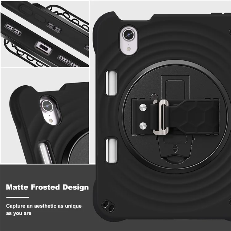 For iPad mini (2024) / (2021) Case Kickstand PC + Silicone + TPU Tablet Cover - Black