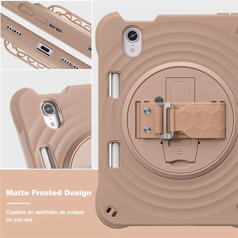 Til iPad mini (2024) / (2021) Taske med støttefod i PC + Silikone + TPU Tabletdækkе - Latte