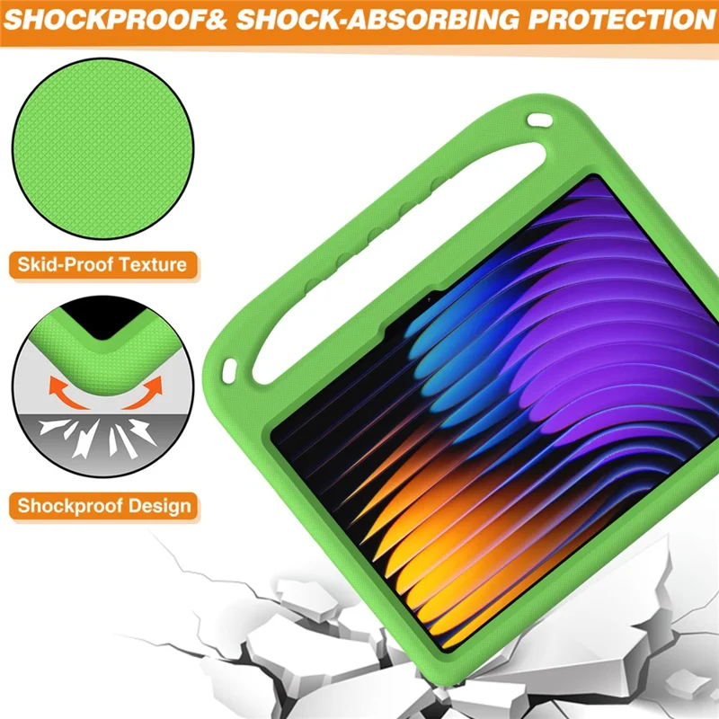 For Xiaomi Poco Pad X1 / Pad 8 Pro / Pad 8 / Pad 7 Pro / Pad 7 Case Hand Grip Kickstand Tablet EVA Cover - Green