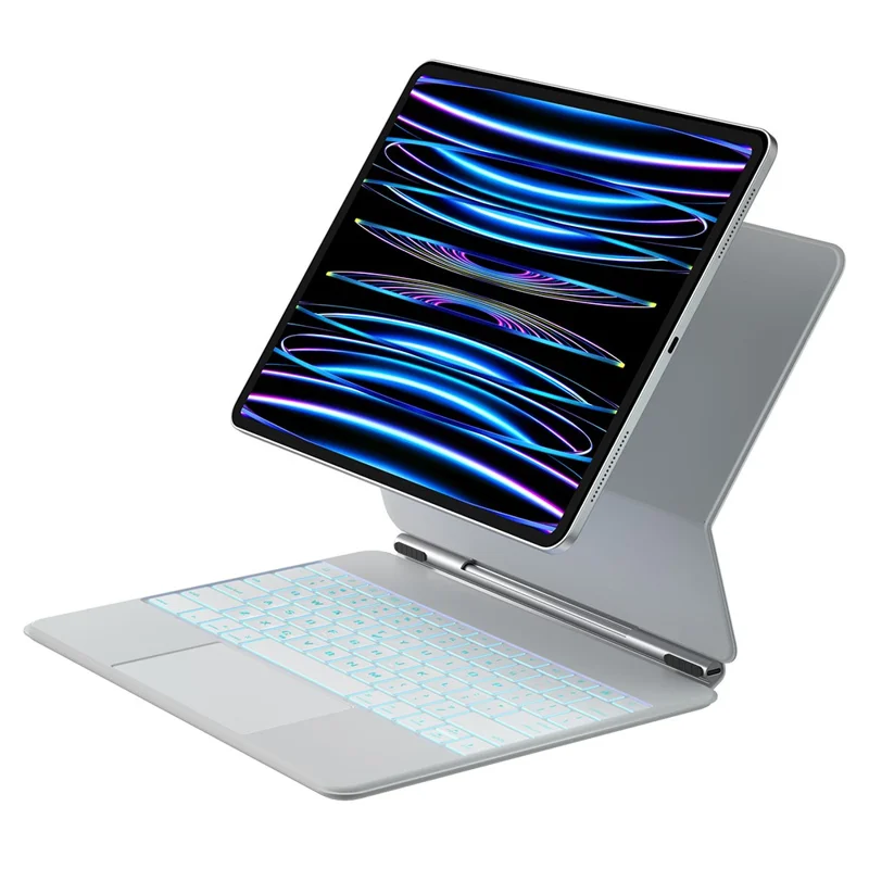 Tastiera Bluetooth SP02 per iPad Air 13 (2024) / iPad Pro 12.9 (2022) / (2021) / (2020) / (2018) con touchpad magnetico e custodia per tablet - Bianco