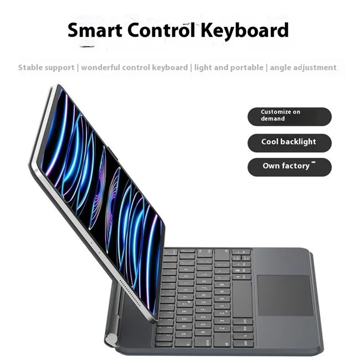 Clavier magnétique rétroéclairé pour iPad Air 13 (2024) / iPad Pro 12,9 (2022) / (2021) / (2020) / (2018) (connecteur intelligent, sans Bluetooth)