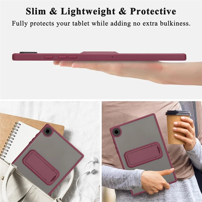 For Samsung Galaxy Tab A8 10.5 (2022) / (2021) Case with Kickstand TPU + PC Skin-Touch Tablet Cover - Wine Red
