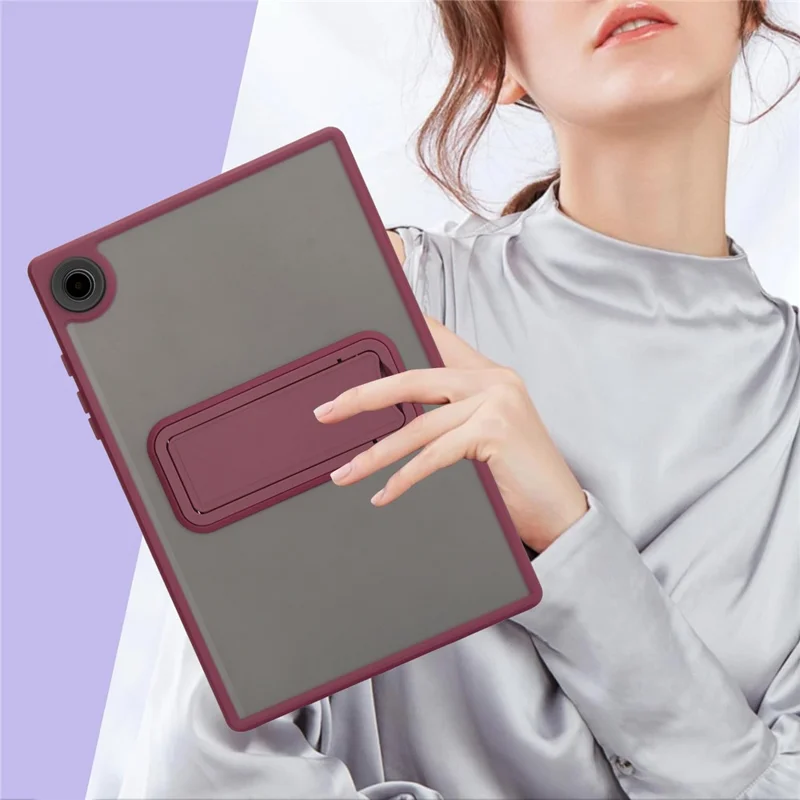 For Samsung Galaxy Tab A8 10.5 (2022) / (2021) Case with Kickstand TPU + PC Skin-Touch Tablet Cover - Wine Red