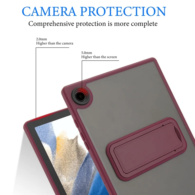 For Samsung Galaxy Tab A8 10.5 (2022) / (2021) Case with Kickstand TPU + PC Skin-Touch Tablet Cover - Wine Red