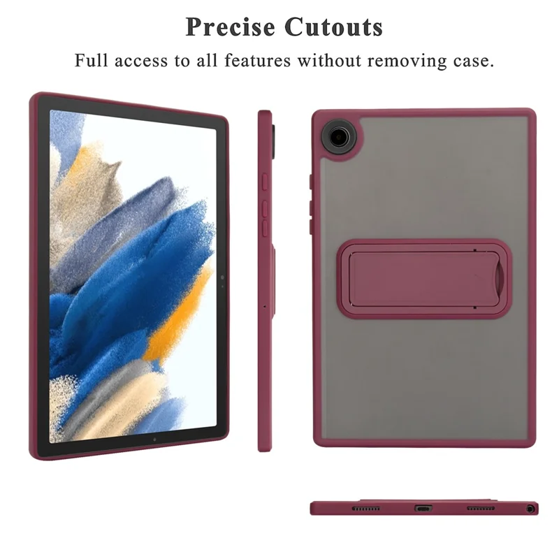 For Samsung Galaxy Tab A8 10.5 (2022) / (2021) Case with Kickstand TPU + PC Skin-Touch Tablet Cover - Wine Red