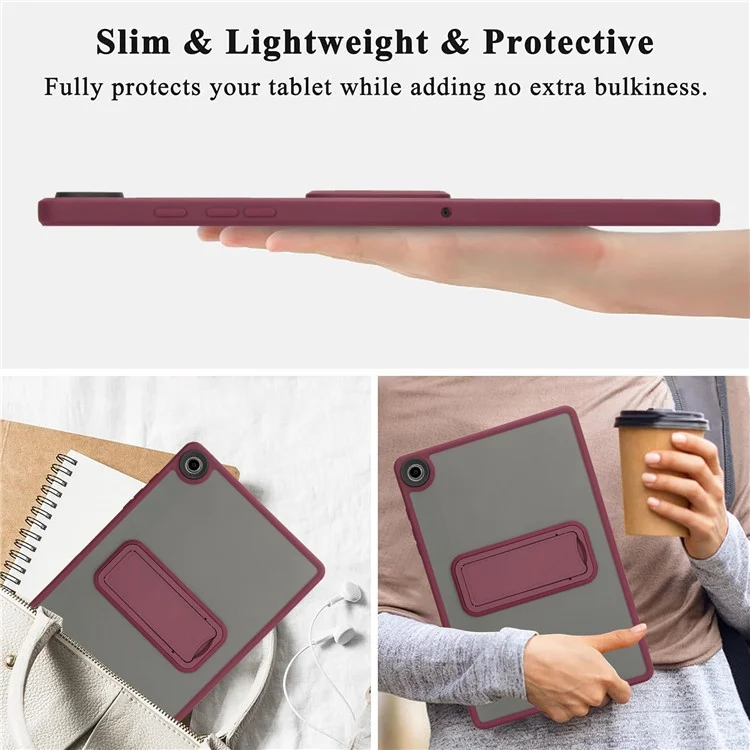 Étui pour Samsung Galaxy Tab A9+ avec support TPU + peau PC - Housse de tablette tactile - Rouge vin