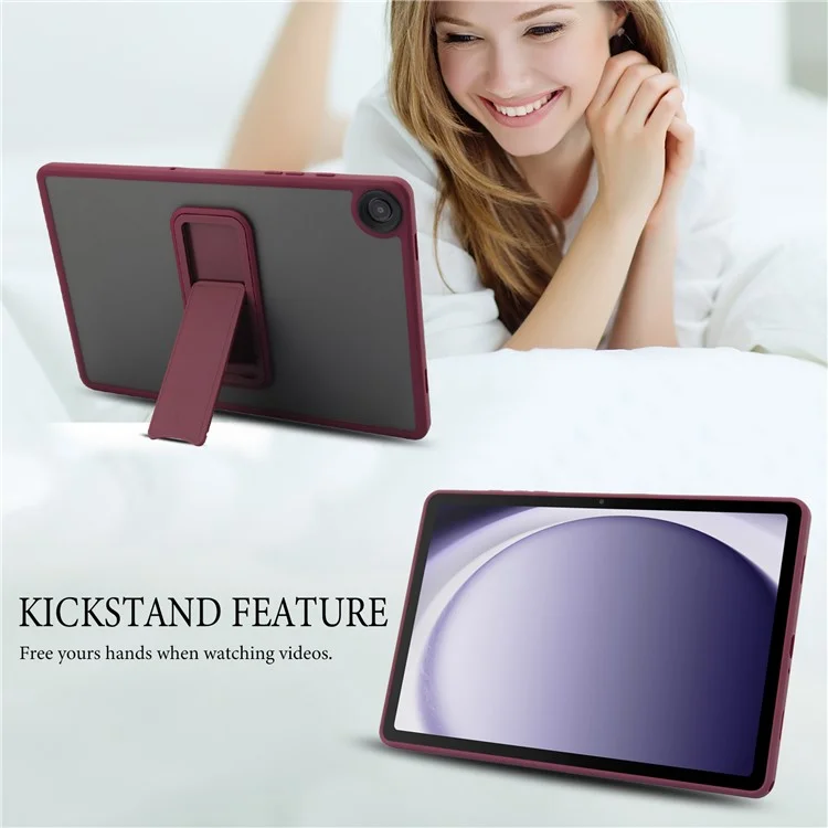 Étui pour Samsung Galaxy Tab A9+ avec support TPU + peau PC - Housse de tablette tactile - Rouge vin