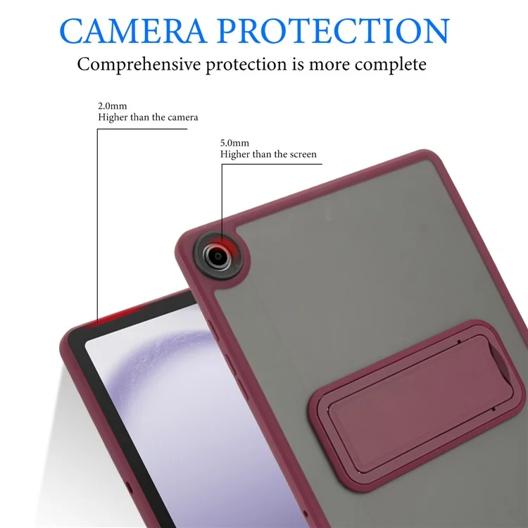 Étui pour Samsung Galaxy Tab A9+ avec support TPU + peau PC - Housse de tablette tactile - Rouge vin