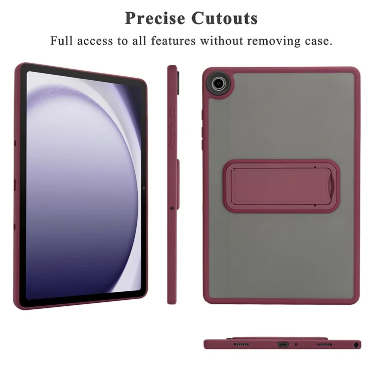 Étui pour Samsung Galaxy Tab A9+ avec support TPU + peau PC - Housse de tablette tactile - Rouge vin