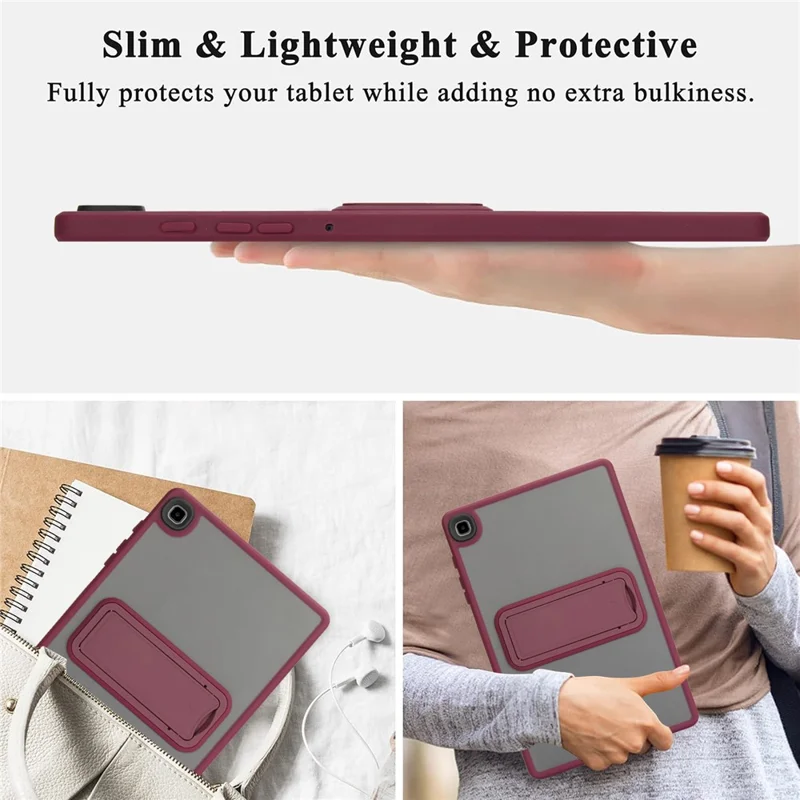 Tablet Case with Kickstand For Samsung Galaxy Tab S6 Lite (2024) / (2022) / (2020) TPU + PC Skin-touch Cover - Wine Red