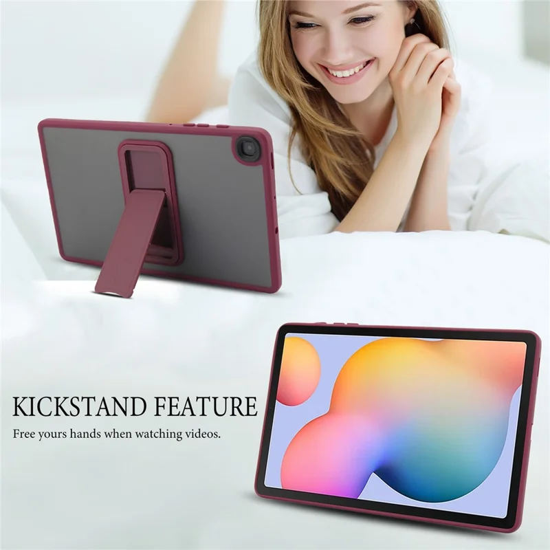 Tablet Case with Kickstand For Samsung Galaxy Tab S6 Lite (2024) / (2022) / (2020) TPU + PC Skin-touch Cover - Wine Red