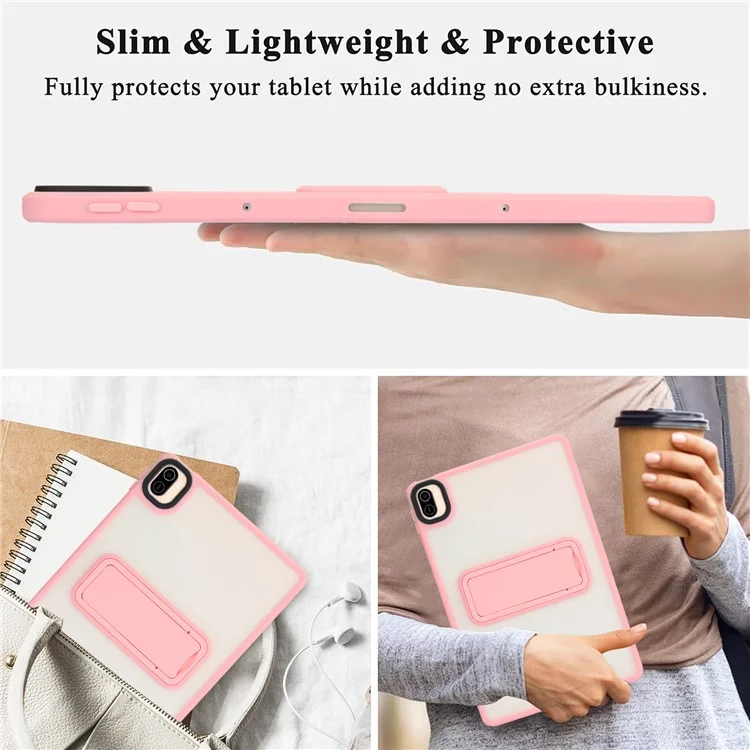 For Xiaomi Pad 5 / Pad 5 Pro Case with Kickstand TPU + PC Skin-Touch Tablet Cover - Pink