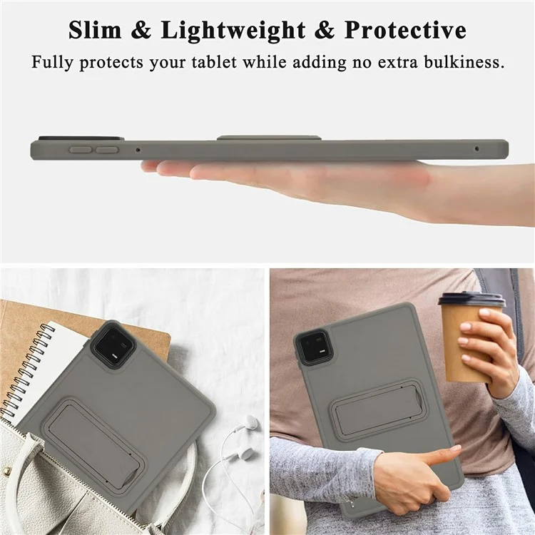 Funda para Xiaomi Pad 6 / Pad 6 Pro con soporte, de TPU + PC, cubierta táctil para tableta - Gris