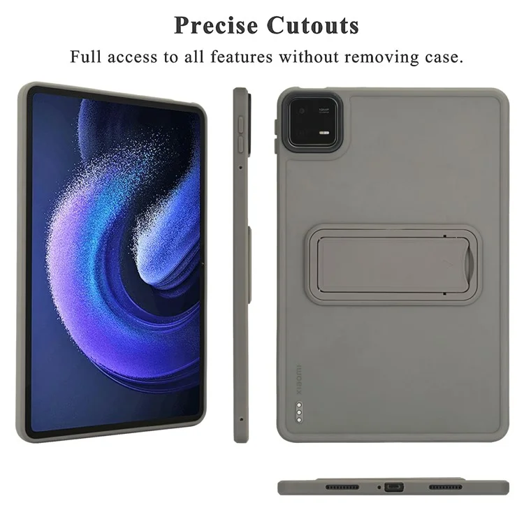 Funda para Xiaomi Pad 6 / Pad 6 Pro con soporte, de TPU + PC, cubierta táctil para tableta - Gris