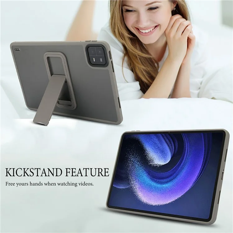 Funda para Xiaomi Pad 6 / Pad 6 Pro con soporte, de TPU + PC, cubierta táctil para tableta - Gris