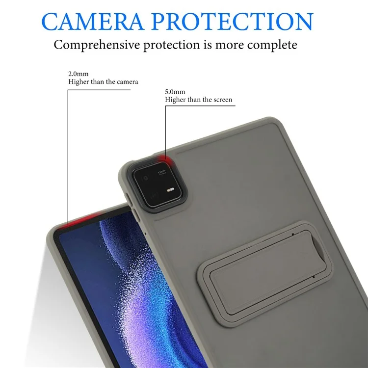 Funda para Xiaomi Pad 6 / Pad 6 Pro con soporte, de TPU + PC, cubierta táctil para tableta - Gris