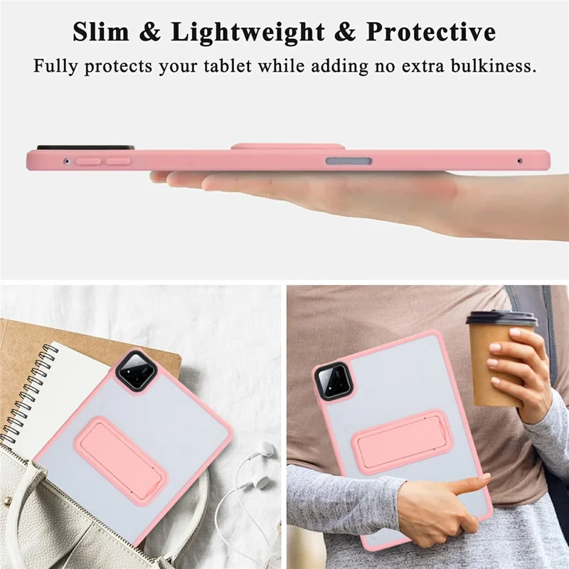 For Xiaomi Pad 7 / Pad 7 Pro Case with Kickstand TPU + PC Skin-touch Tablet Cover - Pink