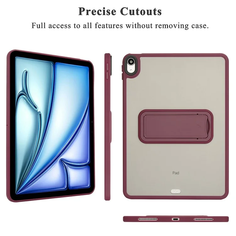 Чехол для планшета с подставкой для iPad Air 11 (2024) / Air (2022) / (2020) / iPad Pro 11-дюймов (2018) TPU + PC Skin-Touch Cover - Бордовый