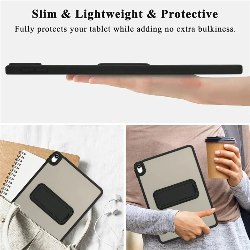 Tablet Case with Kickstand For iPad Air 11 (2025) / (2024) / Air (2022) /  (2020) / iPad Pro 11-inch (2018) TPU + PC Skin-Touch Cover - Black
