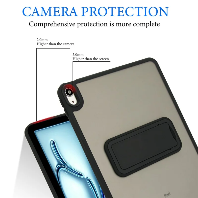 Tablet Case with Kickstand For iPad Air 11 (2025) / (2024) / Air (2022) /  (2020) / iPad Pro 11-inch (2018) TPU + PC Skin-Touch Cover - Black