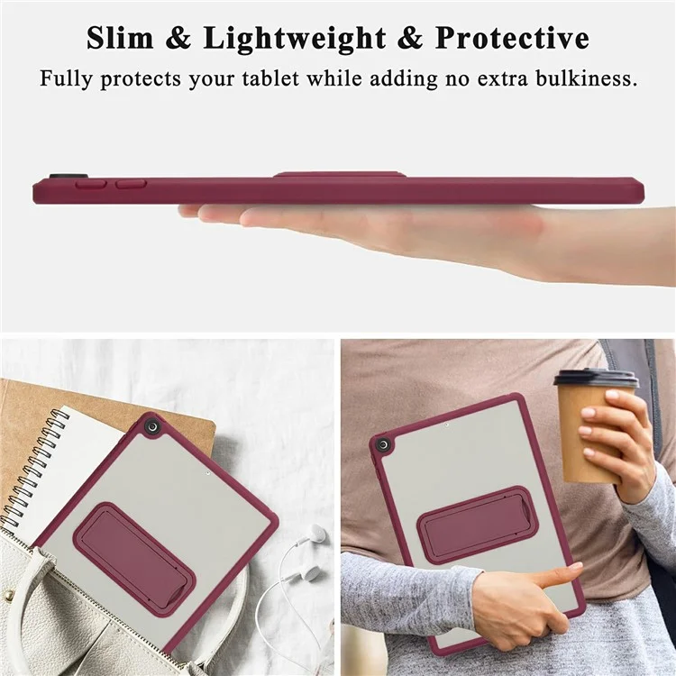 Étui pour tablette avec support pour iPad 10.2 (2021) / (2020) / (2019) Housse de protection en TPU + PC - Rouge vin
