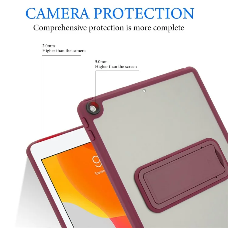 Étui pour tablette avec support pour iPad 10.2 (2021) / (2020) / (2019) Housse de protection en TPU + PC - Rouge vin