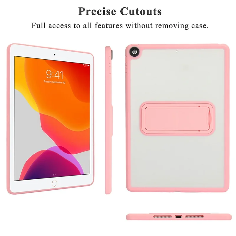 Tablet Case with Kickstand For iPad 10.2 (2021) / (2020) / (2019) TPU + PC Skin-touch Cover - Pink