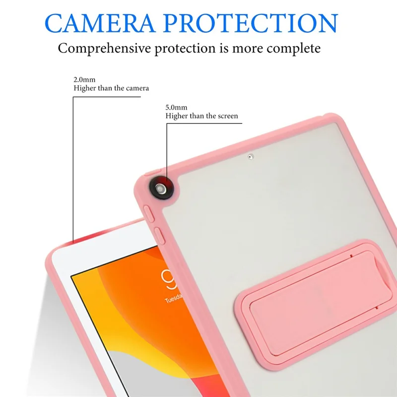 Tablet Case with Kickstand For iPad 10.2 (2021) / (2020) / (2019) TPU + PC Skin-touch Cover - Pink
