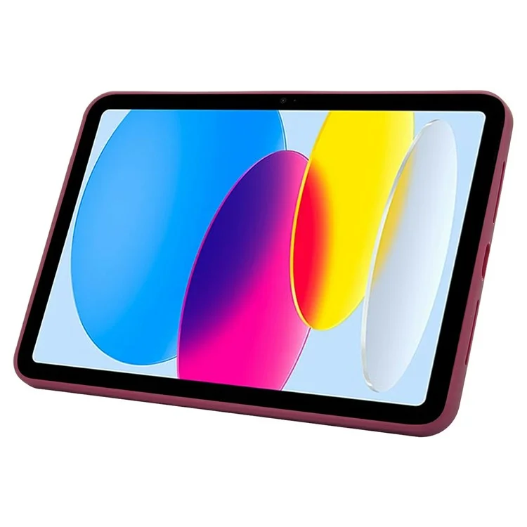 For iPad (2025) / 10.9 (2022) Case with Kickstand TPU + PC Skin-Touch Tablet Cover - Wine Red