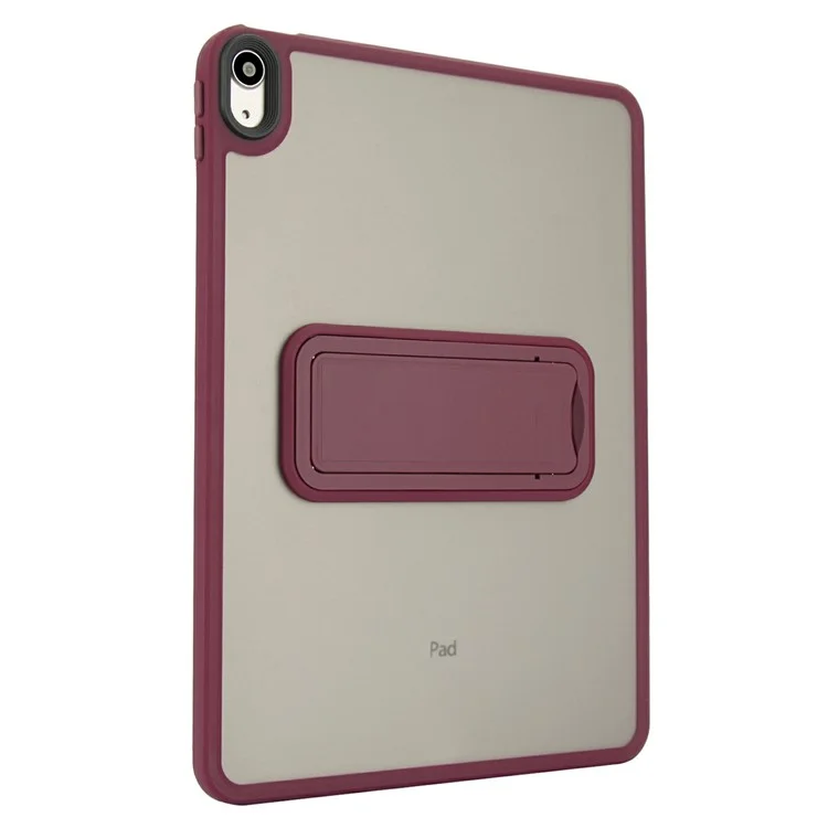 For iPad (2025) / 10.9 (2022) Case with Kickstand TPU + PC Skin-Touch Tablet Cover - Wine Red